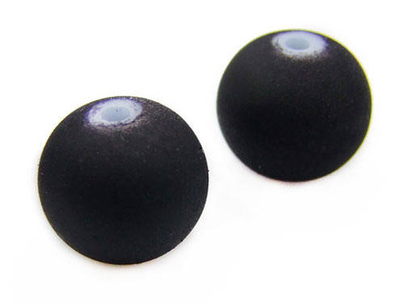 Koraliki szklane powlekane, czarne, matowe / kula / 8mm / wielkość otworu 1mm / 14szt