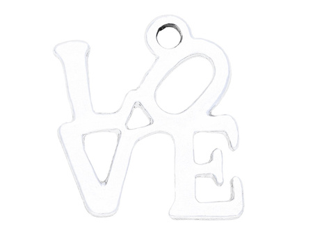 Love / zawieszka charms / 21x18mm / srebrny / 2szt