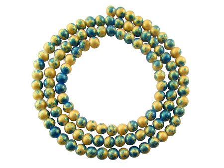 Koraliki Galaxy™ kula 4mm / morski, złoty / pokryte złotym pyłem / otwór 0.7mm / 200 koralików