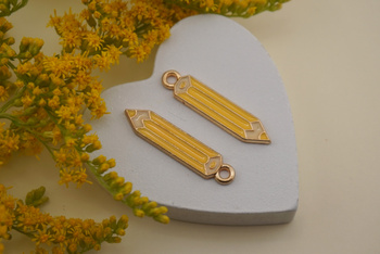 Kredka żółta / zawieszka emaliowana / 26x6mm / metal / złoty / 1szt
