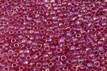TOHO™ / Round / 11/0 / Inside-Color Luster Crystal/Hot Pink-Lined / 10g
