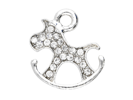 Koń na biegunach Glamm™ / zawieszka charms / 20 cyrkonii / 15x14x2.5mm / kolor srebrny / 1szt