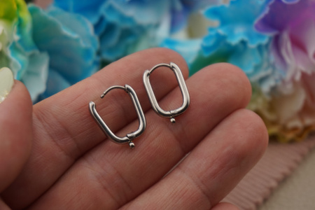 Bigle owalne z podwieszką / stal chirurgiczna / 12x17mm / srebrny / 2szt