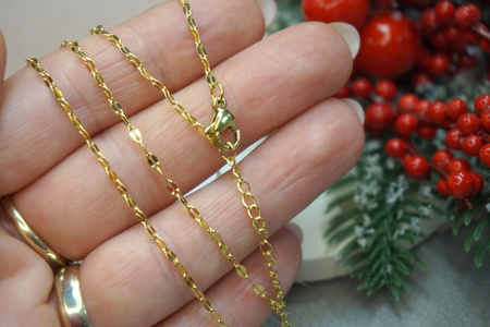 Łańcuszek ozdobny z karabińczykiem / stal chirurgiczna / 2mm / złoty / 40+5cm