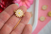 Kwiatek różowy / łącznik / 21x16mm / stal chirurgiczna / złoty / 1szt