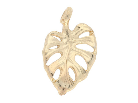 Liść / monstera / zawieszka charms / 20x12mm / KC Gold / 2szt