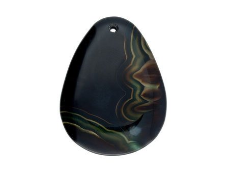 Agat / zawieszka / kropla / 47x36x6mm / czarny / 1szt