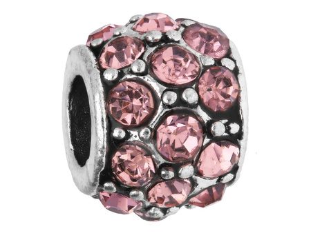 Oponka Glamm™ / przekładka / 23 cyrkonie / 8x10x10mm / srebrny, Rose / otwór 4mm / 2szt