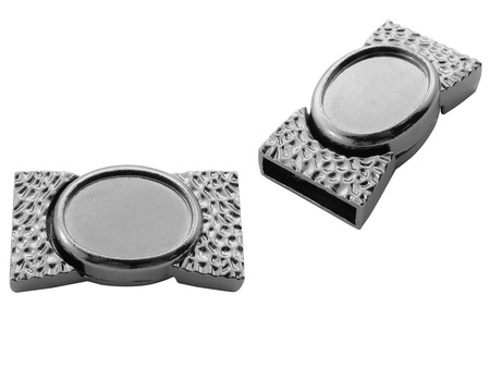 Zapięcie magnetyczne płaskie 34x18mm, na kaboszon 13x18mm / kolor czarny / otwór 16x4mm / 1szt