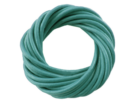 Rzemień naturalny / okrągły / 3mm / kolor jasny morski / 2m