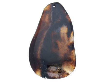 Agat / zawieszka / owal nieregularny / 80x48x8mm / brązowoczarny / 1szt