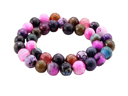 Kamień naturalny, agat, fasetowany / multikolor / kula / 8mm / otwór 1mm / 1 sznur / 48 koralików