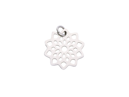 Rozeta / zawieszka z kółeczkiem / stal chirurgiczna / 16x16mm / srebrny / 1szt