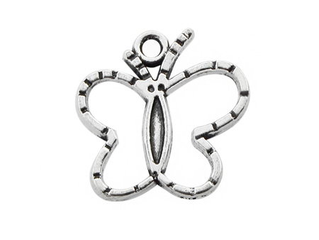 Motyl / zawieszka charms / 19x19x1.5mm / srebrny / 4szt