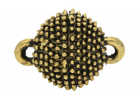 Zapięcie magnetyczne vintage, miedziane / kula/ 17x12.5x12.5mm / antyczny złoty/ uchwyt 1.5mm /1szt