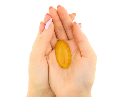 Agat / kaboszon / owal / 49x24-25mm / żółty / 1szt