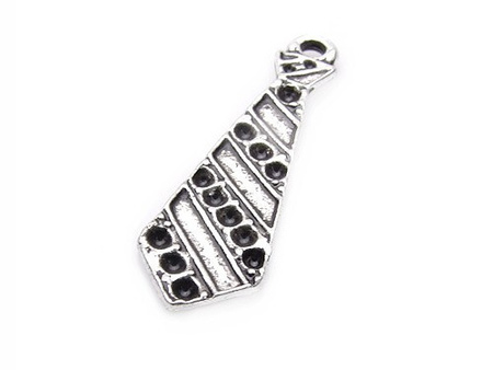 Zawieszka charms, ozdobna / posrebrzana / krawat / 29x9x1,5mm / otwór 2mm / 3szt