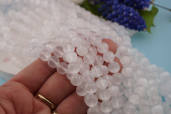 Selenit / kula / 8mm / biały / sznur / około 47szt