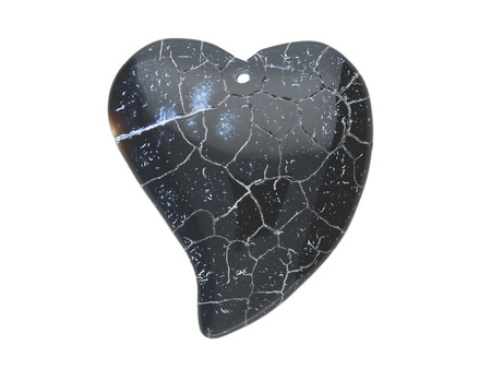 Agat / zawieszka / serce / 48x42x7mm / czarno-biały / 1szt