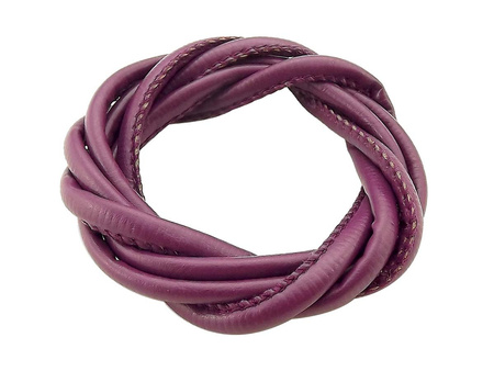 Rzemień szyty, ekologiczny, gładki / śliwkowy / 3mm / 1m