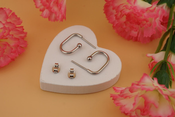 Sztyfty owalne z kulką / stal chirurgiczna / 17mm / kulka 2,5mm/ srebrny / 2szt