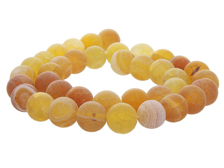 Agat trawiony / kula 10mm / brązowo-żółty / 38szt