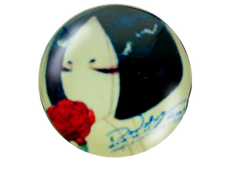 Kaboszon szklany z grafiką K25 PT1312 / czarno-czerwony / 25mm / 2szt