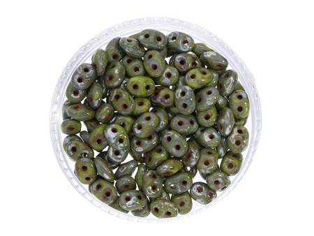 SuperDuo™ / 2.5x5mm / Picasso Silver / Olivine / 10g / ~140szt