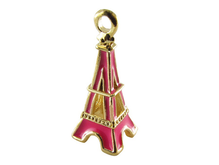 Wieża Eiffla SweetCharm™ / zawieszka charms / 22mm / kolor złoto-amarantowy / otwór 2mm / 1szt
