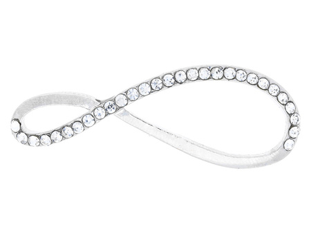 Znak nieskończoności Glamm™ / łącznik / 29 cyrkonii / 38x12x3mm / srebrny / 1szt
