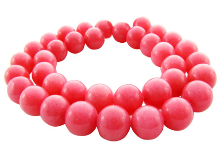 Agat, kula 8mm / różowy, malinowy / otwór 1.3mm / 49szt / 1 sznur