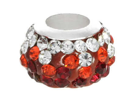 Oponka Discoteque™ / przekładka / 64 cyrkonie / 8x12mm / jasny srebrny, czerwony / otwór 5mm / 1szt