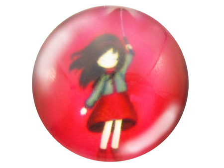 Kaboszony szklane z grafiką 14mm PT1503 / czerwony / 4szt