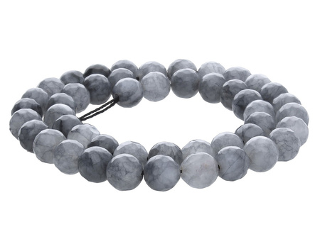 Agat / kula fasetowana / 8mm / szaro-popielaty / 45szt