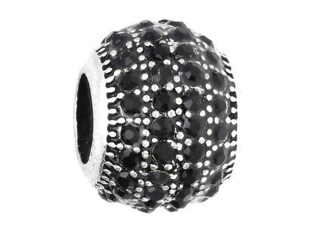 Oponka Glamm™ / przekładka / 80 cyrkonii / 10x11x11mm / srebrny, Jet / otwór 5mm / 1szt