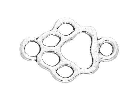 Łapa psa / łącznik / 16x11x1.5mm / srebrny / otwór 1.5mm / 8szt