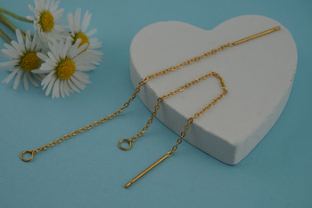 Sztyfty z łańcuszkiem / stal chirurgiczna / 80mm / złoty / 2szt