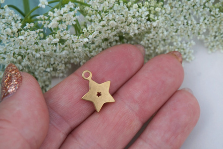 Gwiazdka z cyrkoniami / zawieszka / stal chirurgiczna / 16x13mm / złoty-błękitny / 1szt