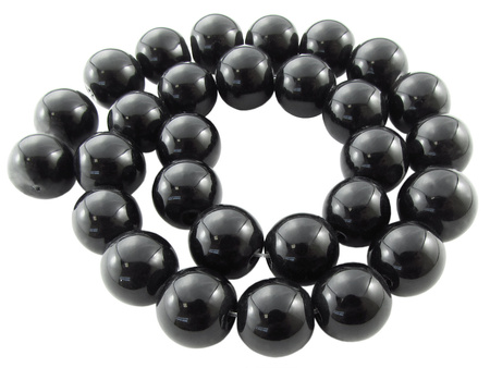 Koraliki szklane, kula / czarny / 12mm / otwór 1,2mm / 28 koralików