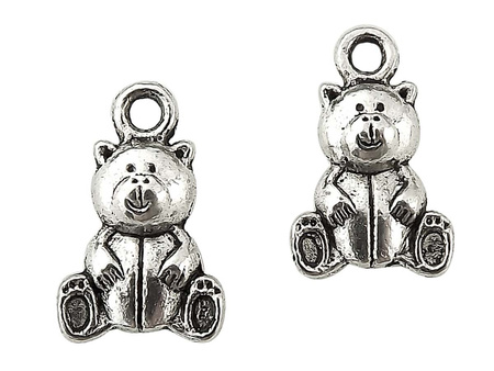 Zawieszka miś / kolor srebrny / 16 x 10mm / otwór 2mm / 1 sztuka
