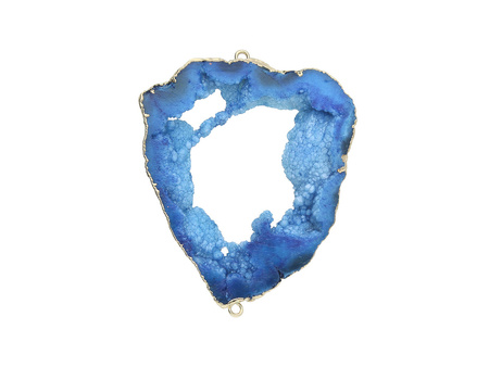 Agat druzy / zawieszka / w okuciu / plaster nieregularny / 66x54x9mm / ciemny niebieski / 1szt