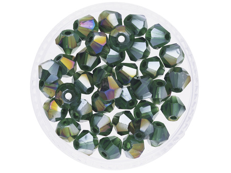 CrystaLove™ / kryształki szklane / bicone / 6mm / zielony AB / 46szt