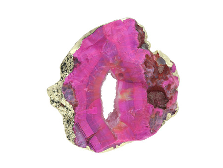 Agat druzy / w okuciu / plaster nieregularny / 62x61x16mm / ciemny różowy / 1szt