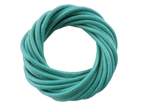 Rzemień naturalny 2,5mm, gładki, okrągły / turkusowy / 1m