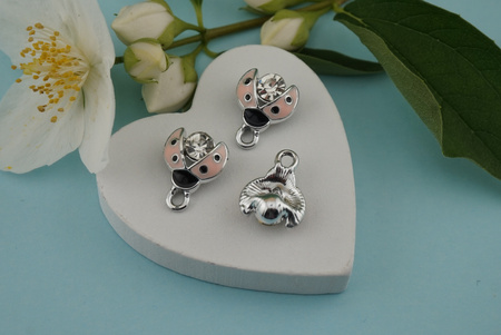 Biedronka różowa / zawieszka / 11,5x15mm / metal / srebrny / 1szt