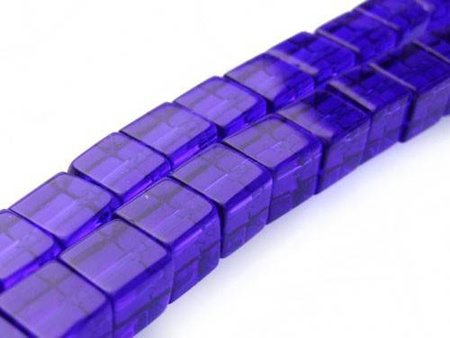 Koraliki szklane przezroczyste, niebieskie / kostka / 4mm / wielkość otworu 1mm / 80szt