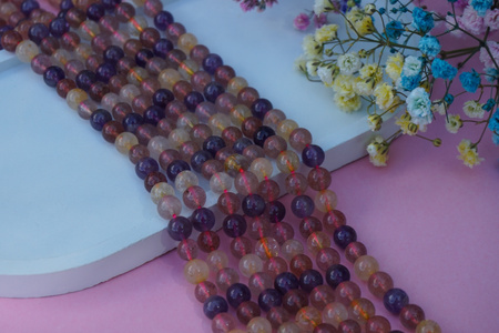 Kwarc miks kolorów / kula / 6mm / sznur / około 65szt