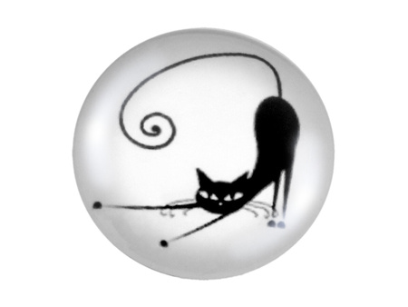 Kaboszony szklane z grafiką 25mm PT1116 / czarno-biały / 2szt