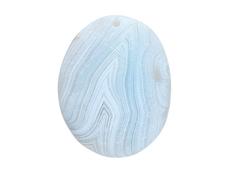 Agat / zawieszka / owal / 48x33x6mm / biało-niebieski / 1szt