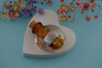 Fiolka przezroczysta / brązowy / szkło lampwork / 30x25mm / 1szt